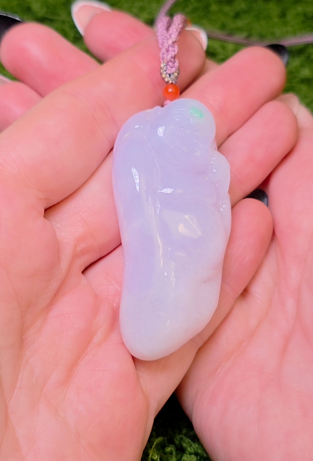 Lounging Buddah Lavender Jadeite Necklace