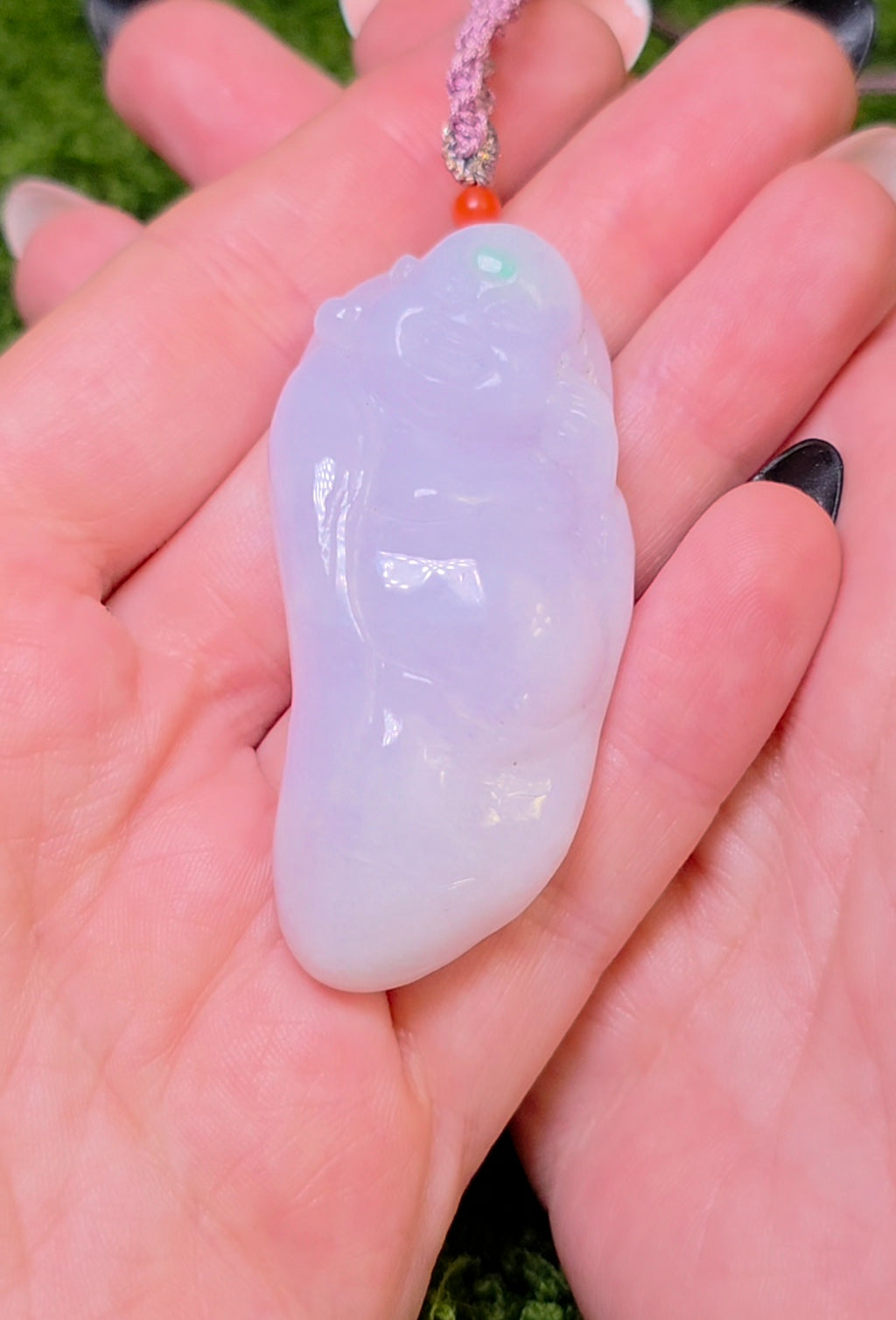 Lounging Buddah Lavender Jadeite Necklace