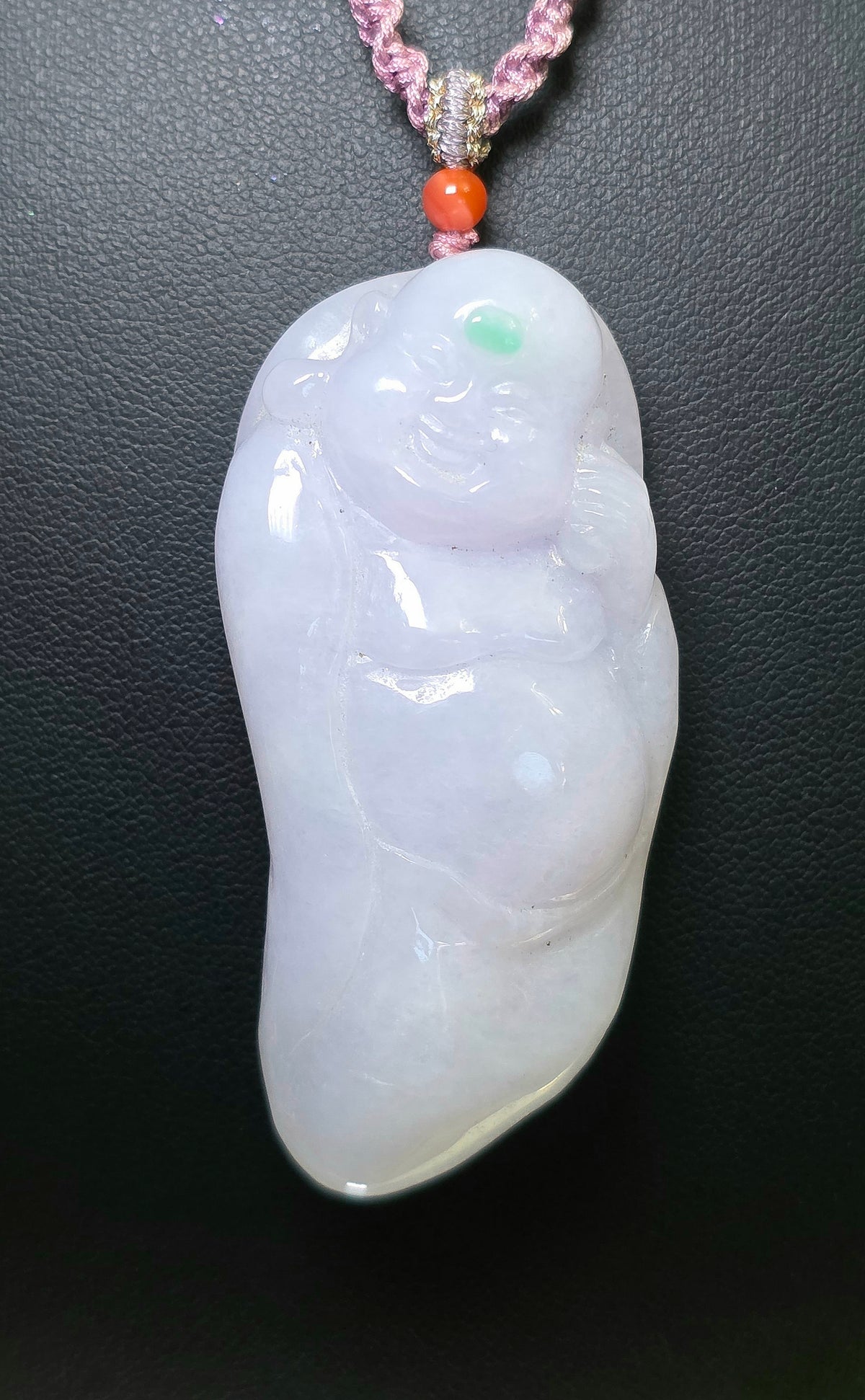 Lounging Buddah Lavender Jadeite Necklace