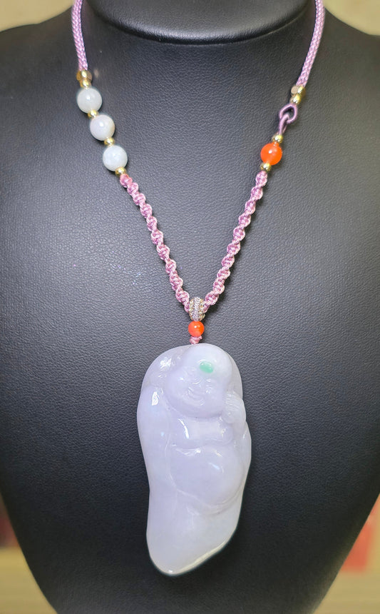 Lounging Buddah Lavender Jadeite Necklace