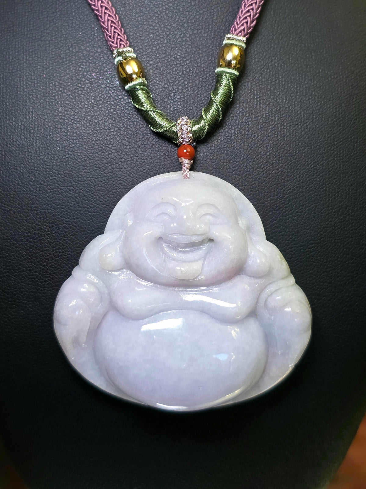 Laughing Buddah Lavender Jadeite Necklace