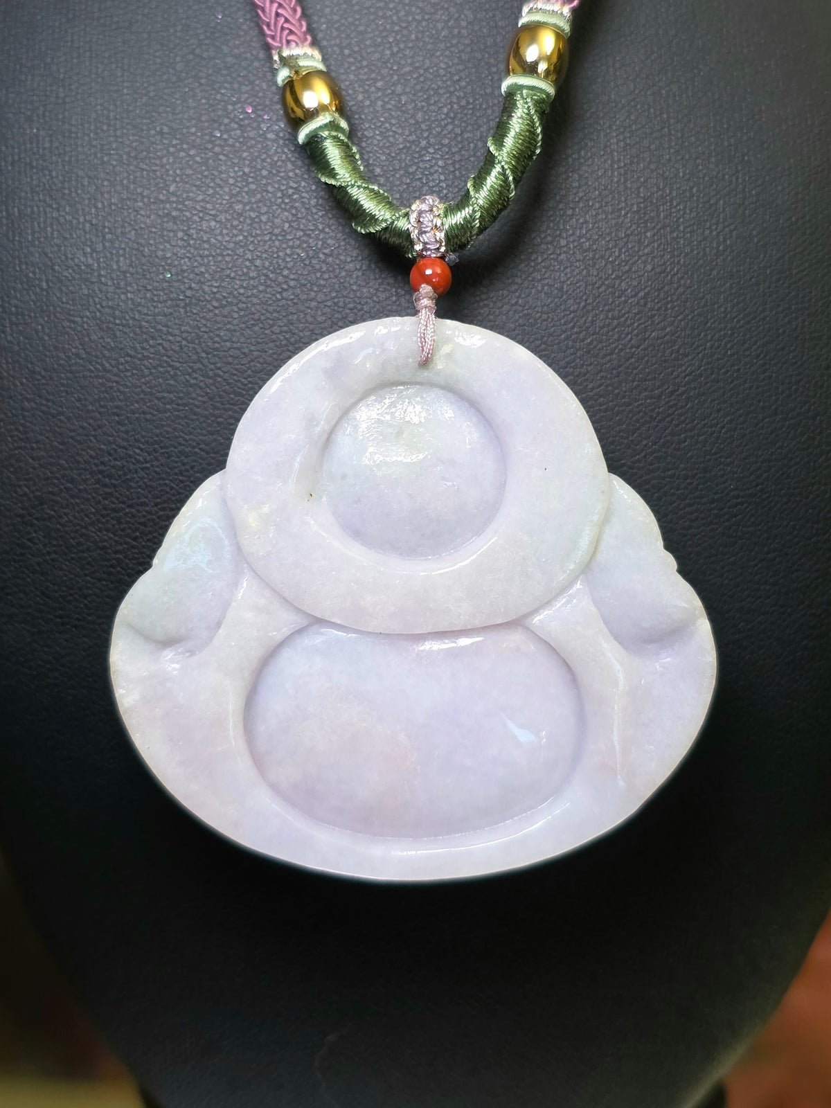 Laughing Buddah Lavender Jadeite Necklace