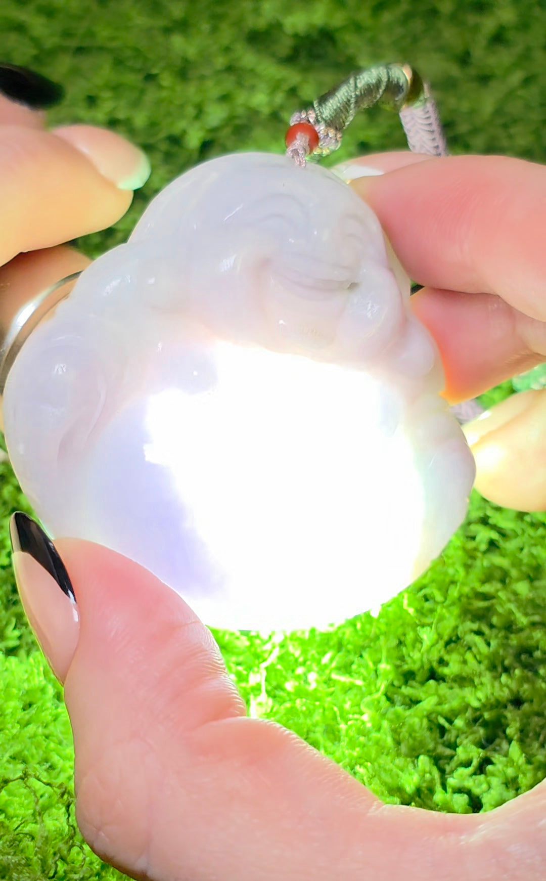 Laughing Buddah Lavender Jadeite Necklace
