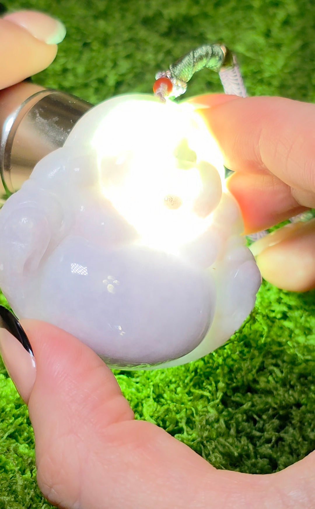 Laughing Buddah Lavender Jadeite Necklace