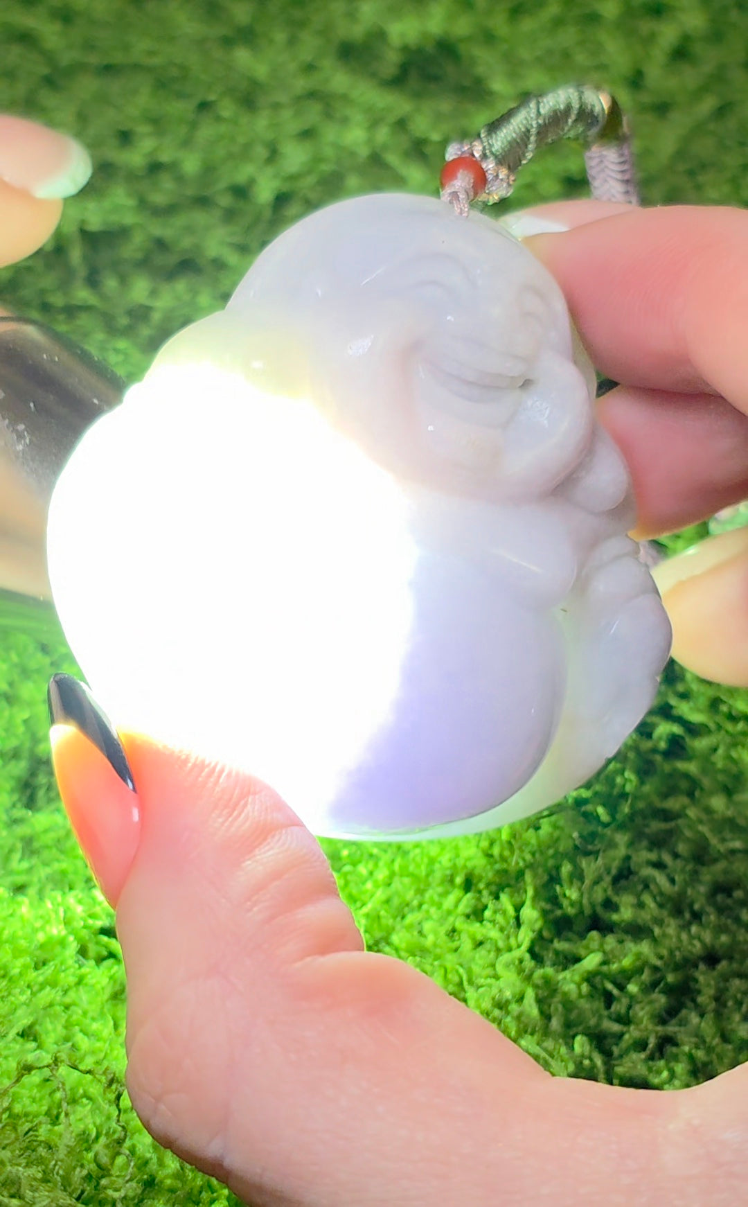 Laughing Buddah Lavender Jadeite Necklace