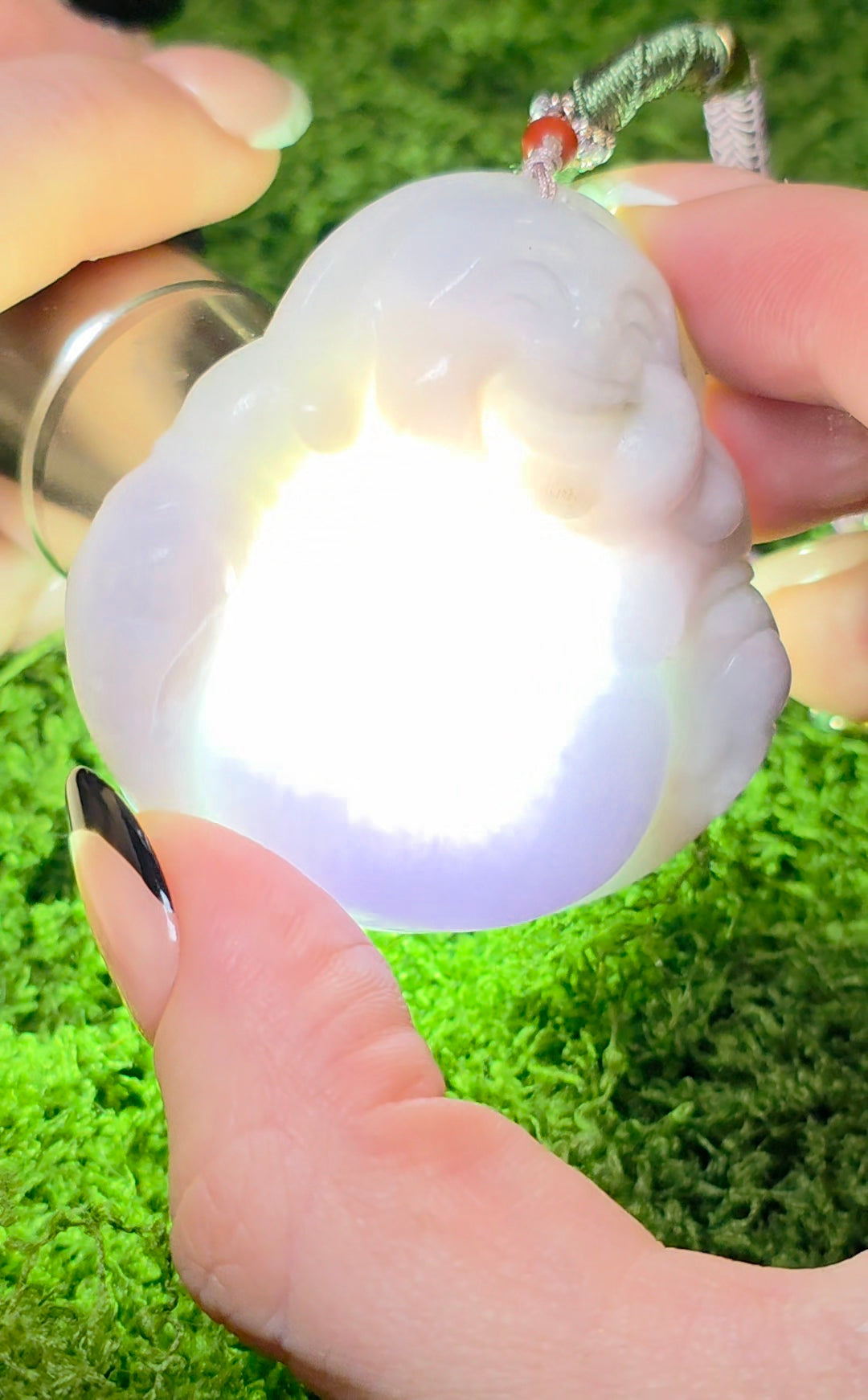 Laughing Buddah Lavender Jadeite Necklace
