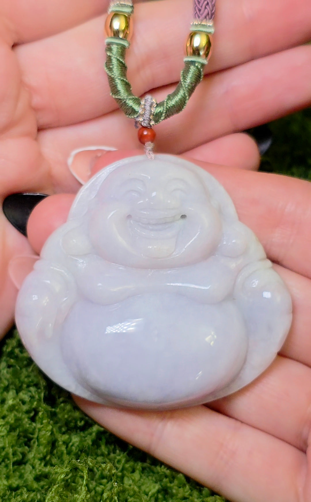 Laughing Buddah Lavender Jadeite Necklace