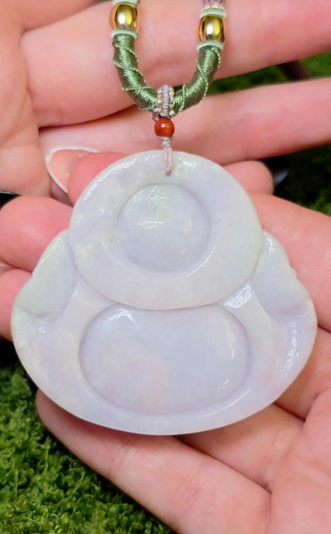 Laughing Buddah Lavender Jadeite Necklace