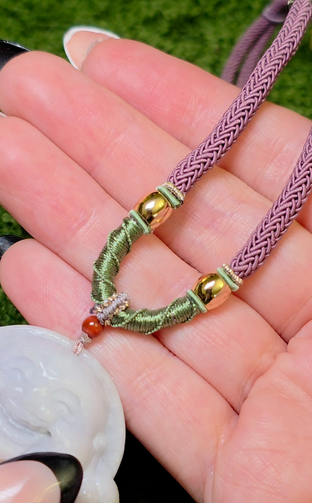 Laughing Buddah Lavender Jadeite Necklace
