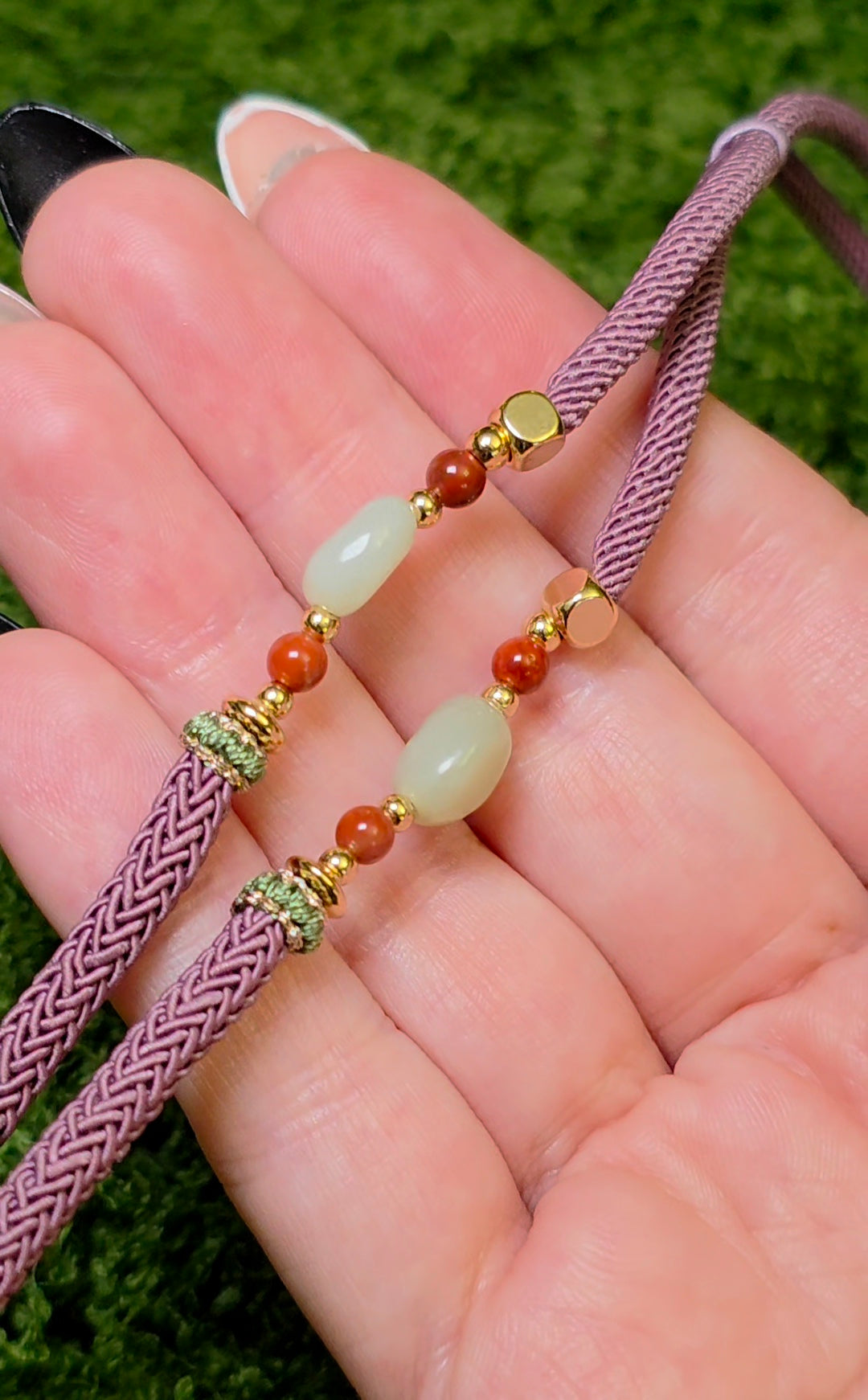 Laughing Buddah Lavender Jadeite Necklace
