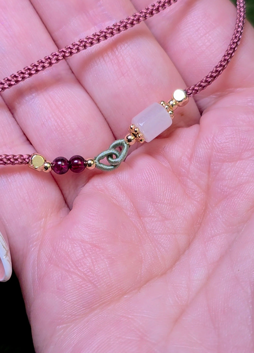 Laughing Buddah Lavender and Green Jadeite Necklace