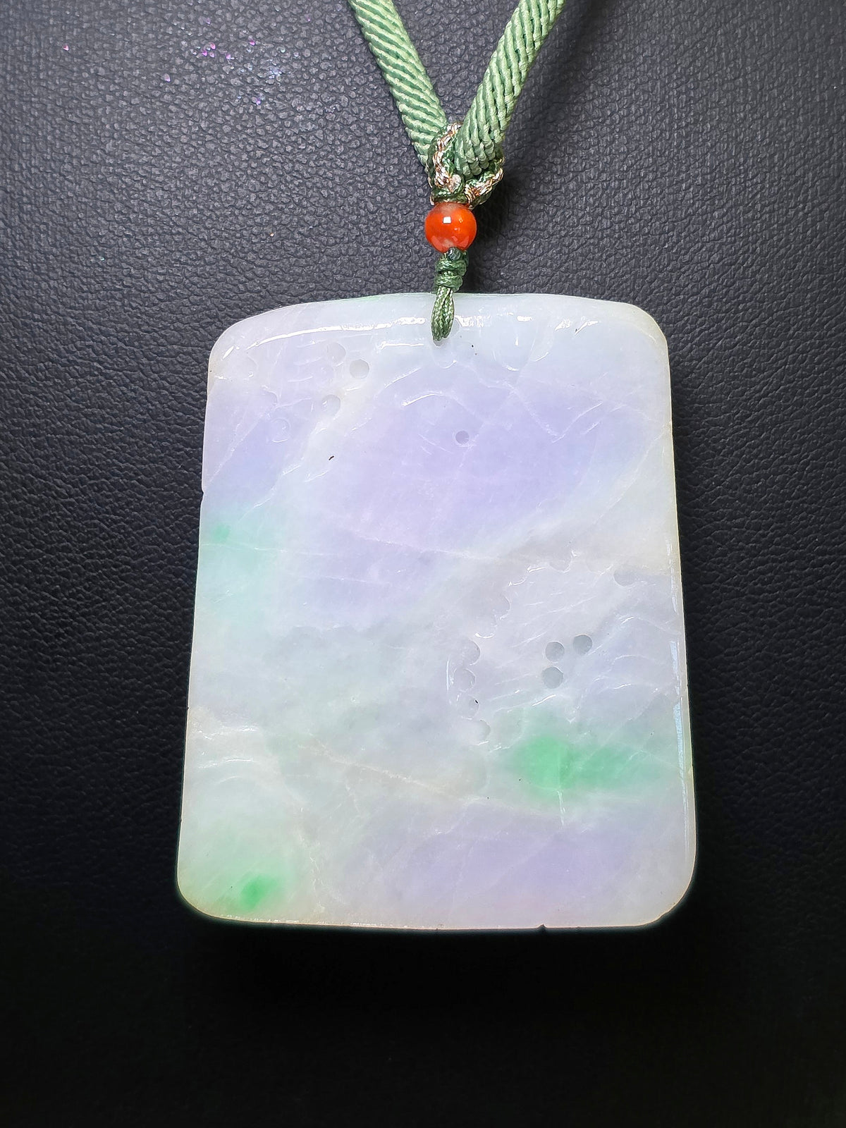 Lavender and Green Jadeite Landscape Necklace