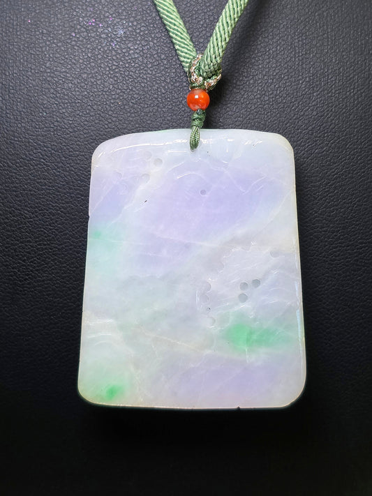 Lavender and Green Jadeite Landscape Necklace