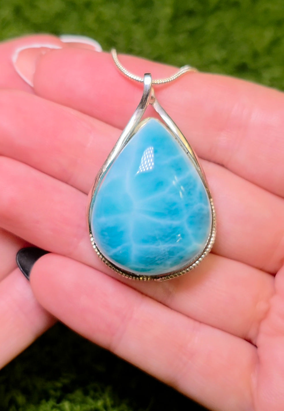 High Quality Larimar Teardrop Pendant