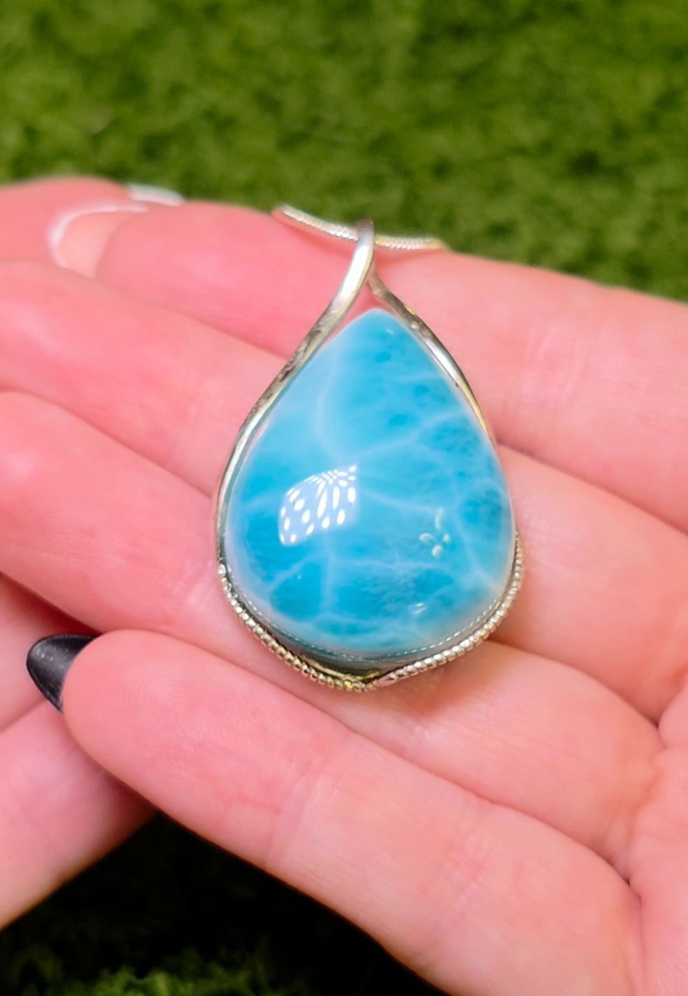 High Quality Larimar Teardrop Pendant