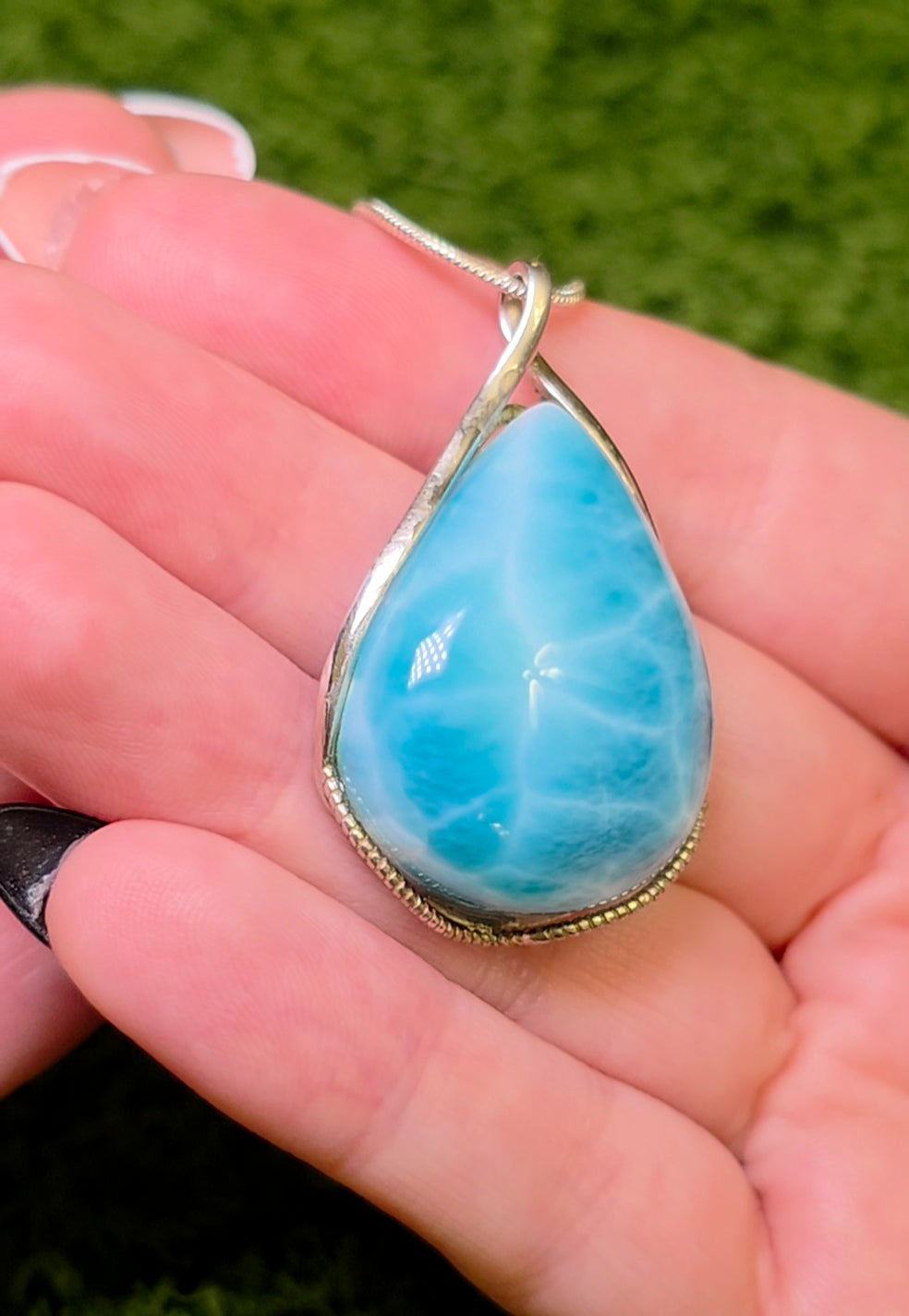 High Quality Larimar Teardrop Pendant