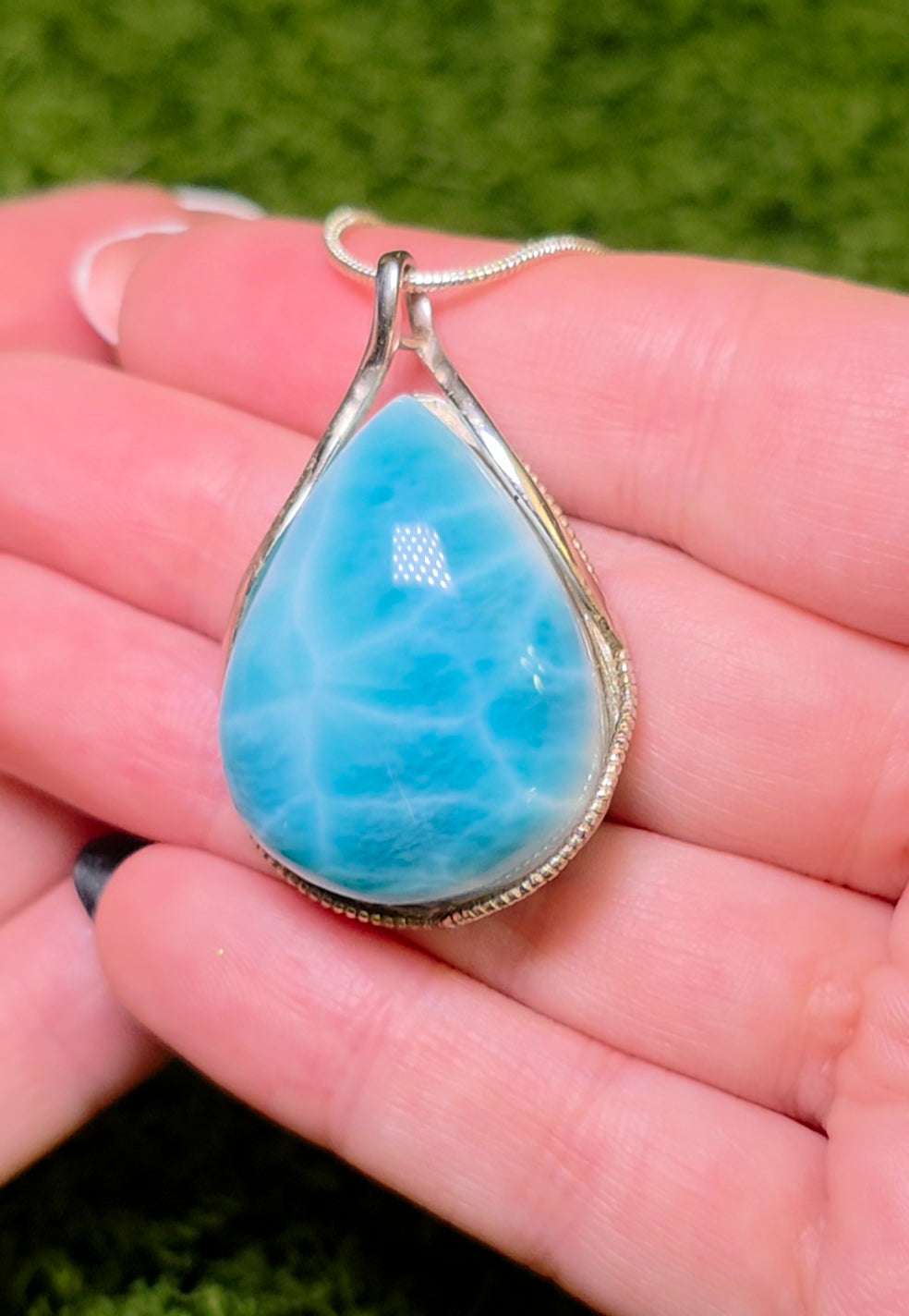 High Quality Larimar Teardrop Pendant