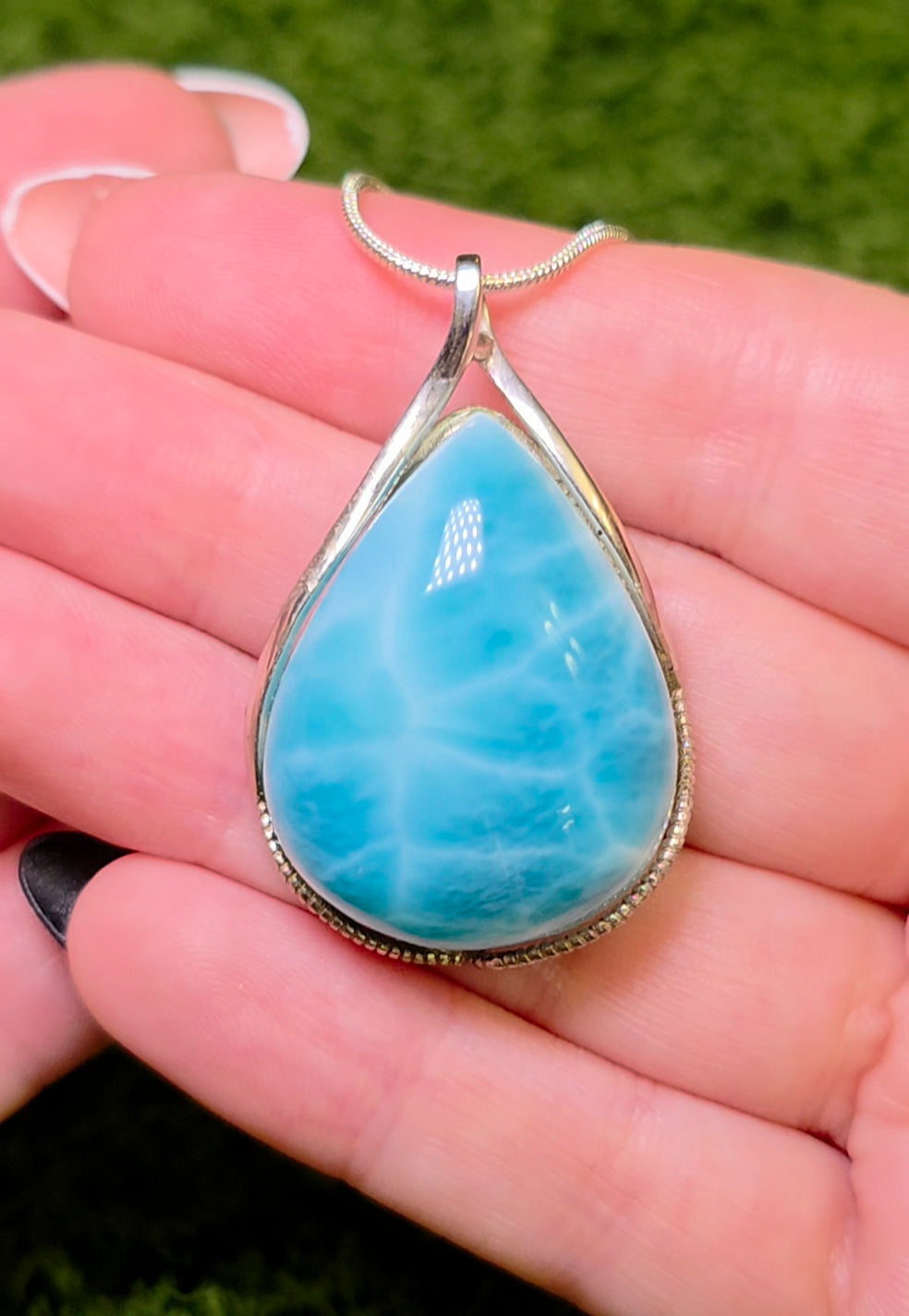 High Quality Larimar Teardrop Pendant