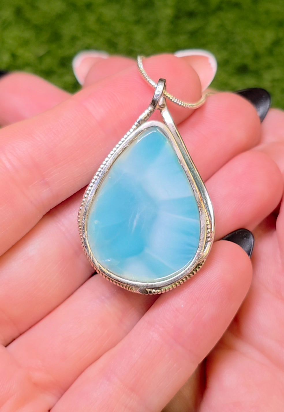 High Quality Larimar Teardrop Pendant