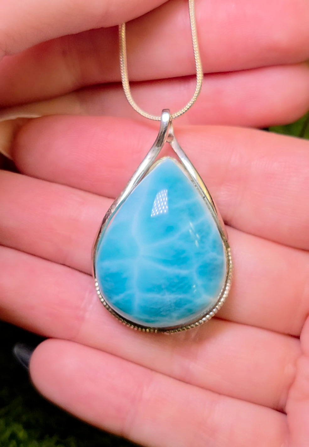 High Quality Larimar Teardrop Pendant