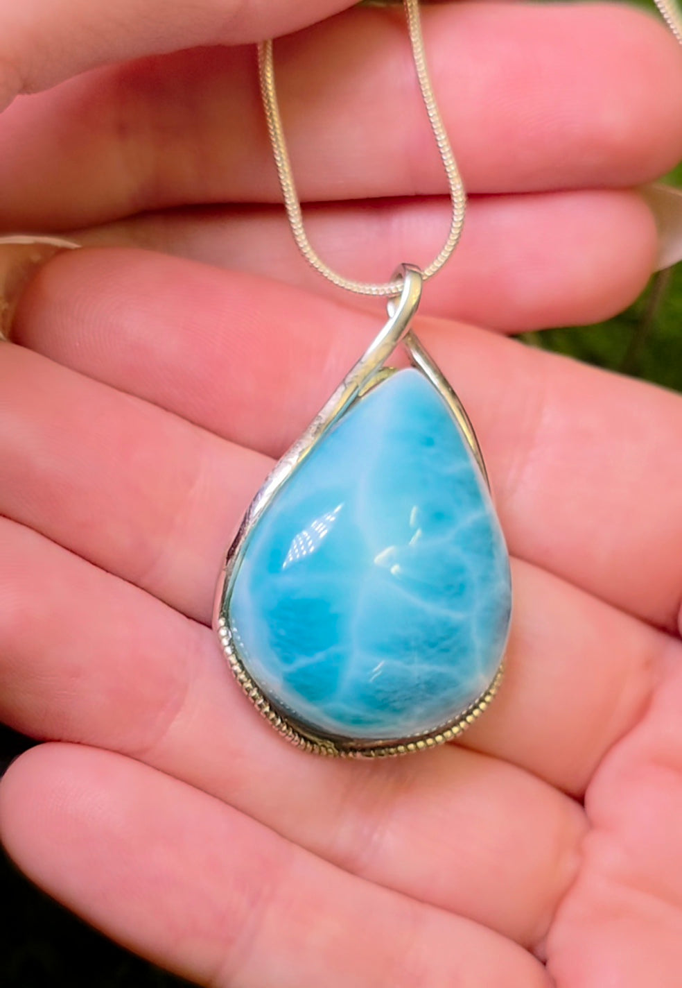 High Quality Larimar Teardrop Pendant
