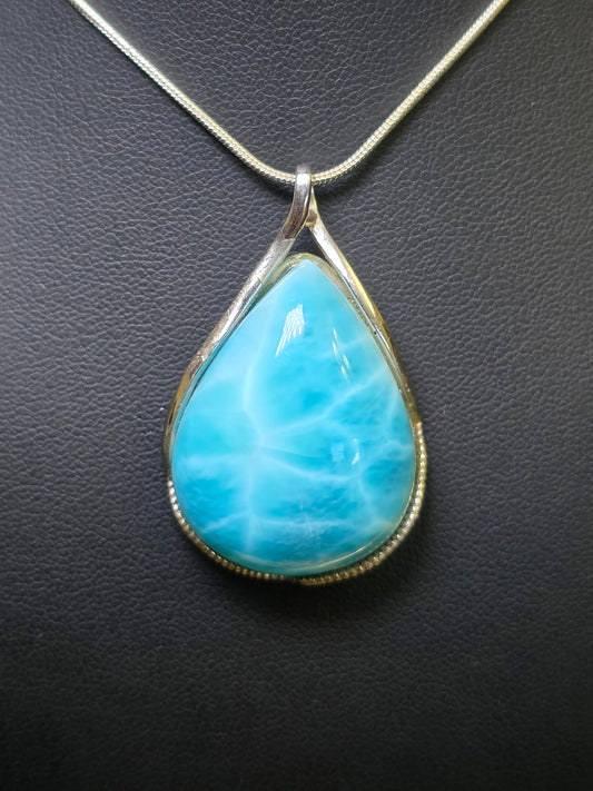 High Quality Larimar Teardrop Pendant