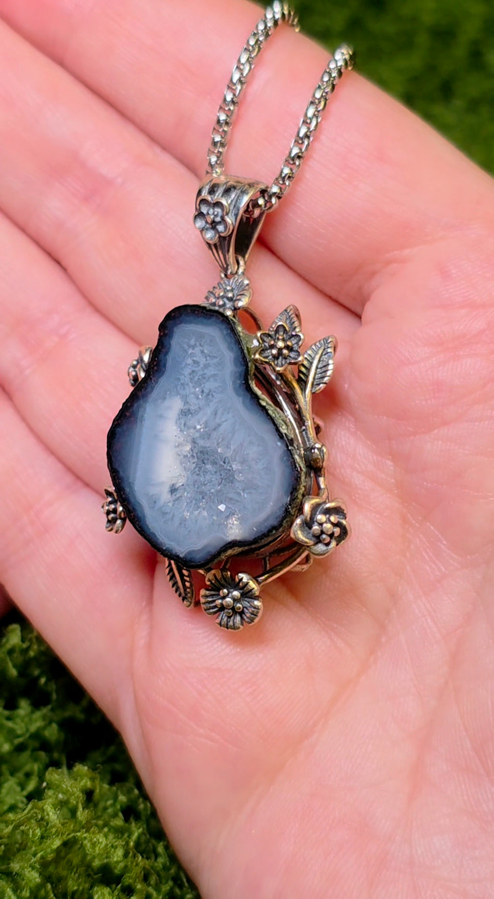 Druzy Geode Garden Pendant A