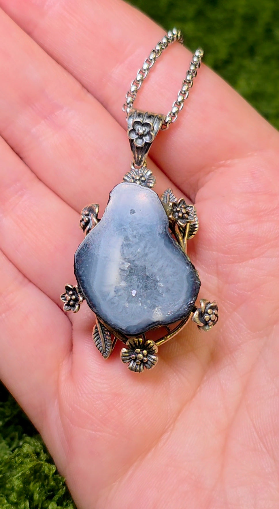 Druzy Geode Garden Pendant A