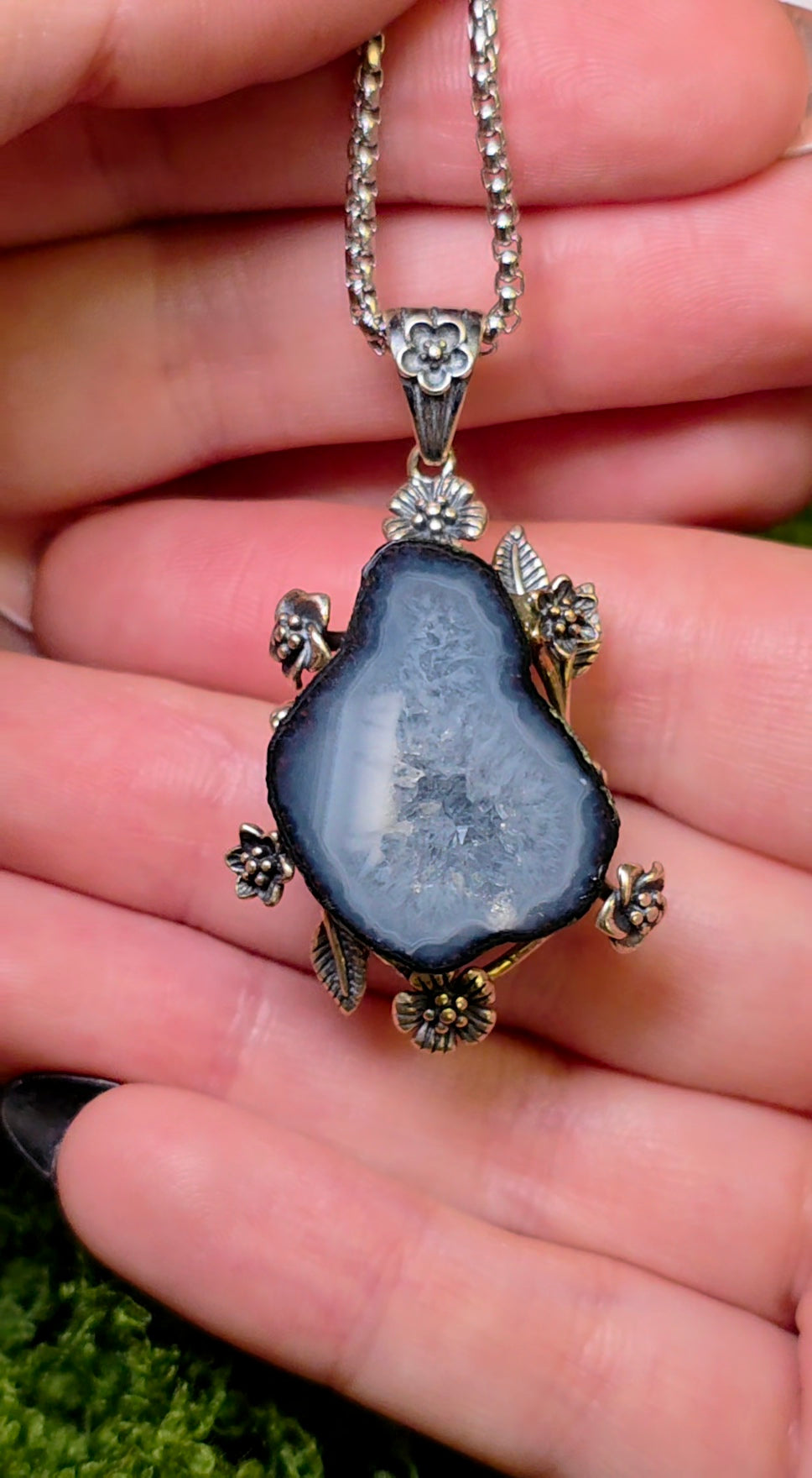 Druzy Geode Garden Pendant A