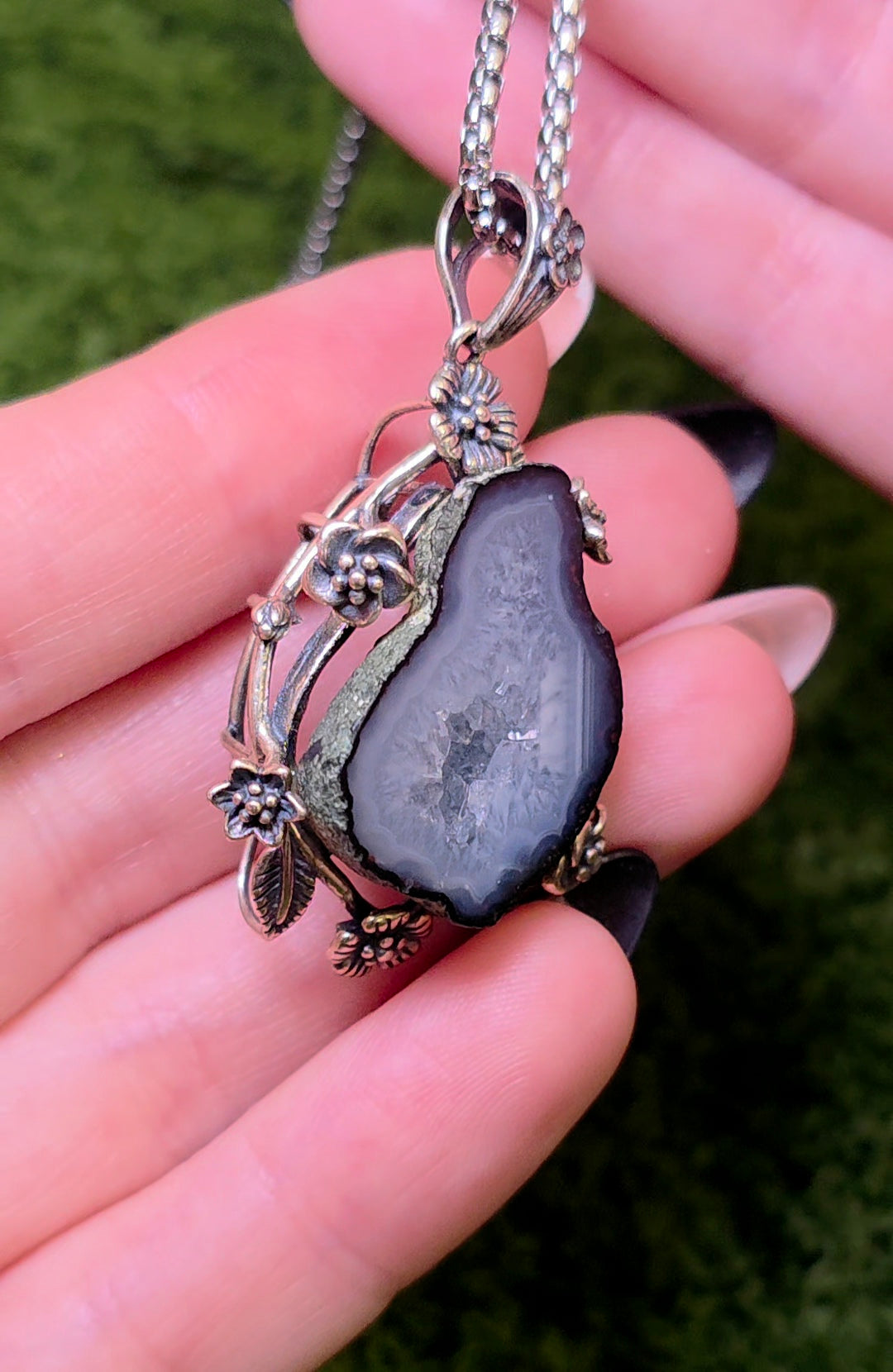 Druzy Geode Garden Pendant B