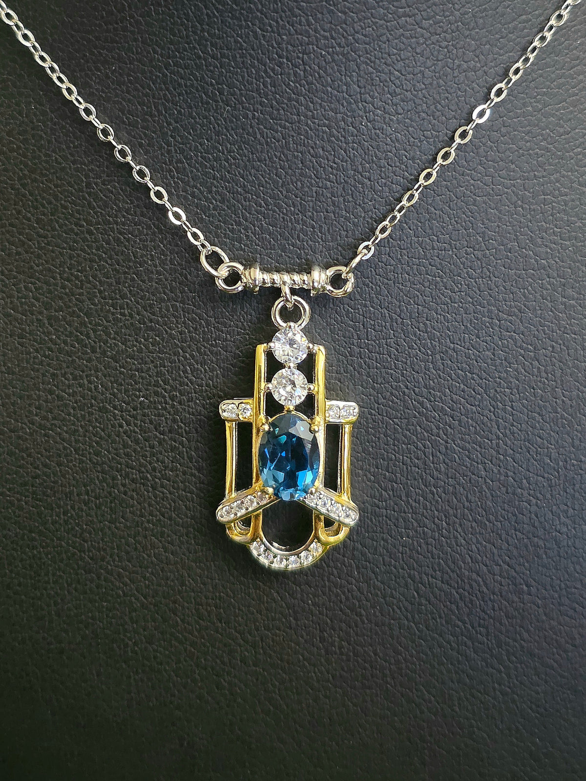 Art Deco Blue Topaz Necklace