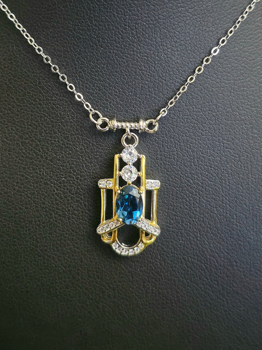 Art Deco Blue Topaz Necklace