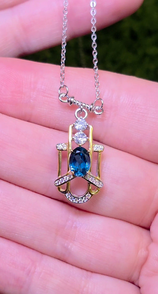 Art Deco Blue Topaz Necklace