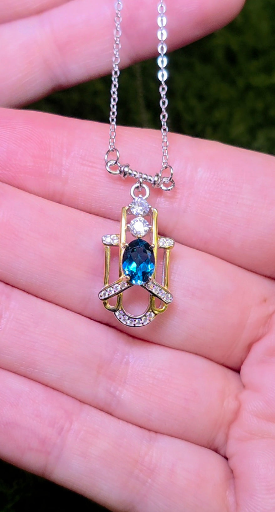 Art Deco Blue Topaz Necklace