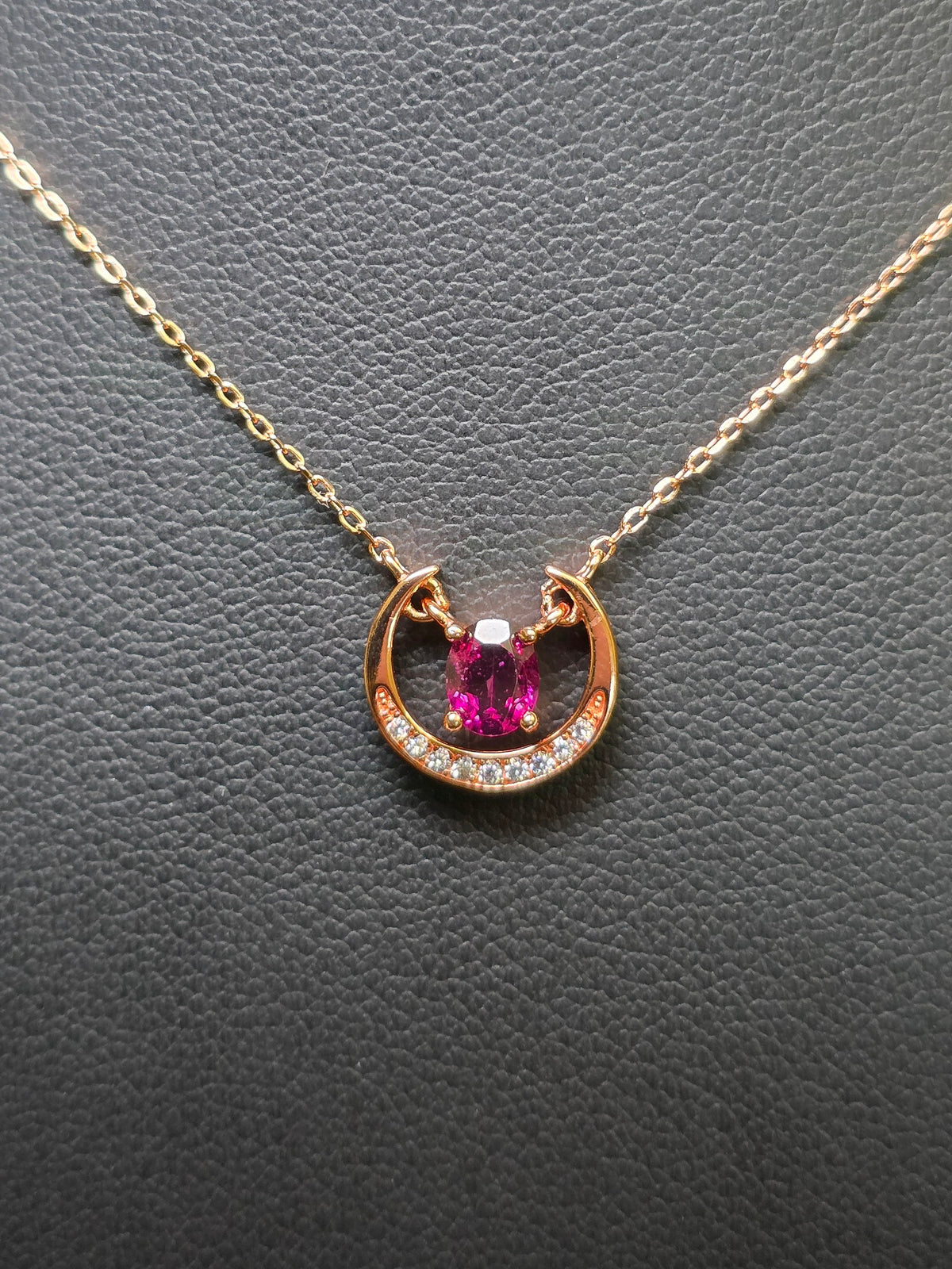 Purple Garnet Crescent Necklace