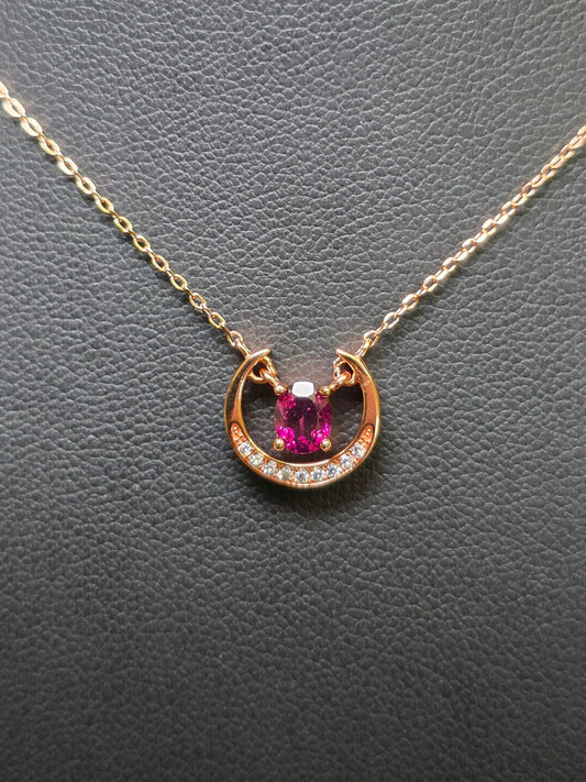 Purple Garnet Crescent Necklace