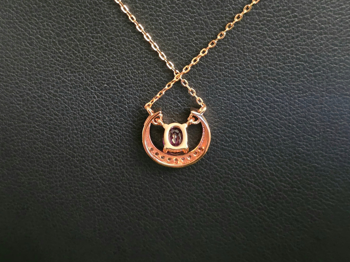 Purple Garnet Crescent Necklace