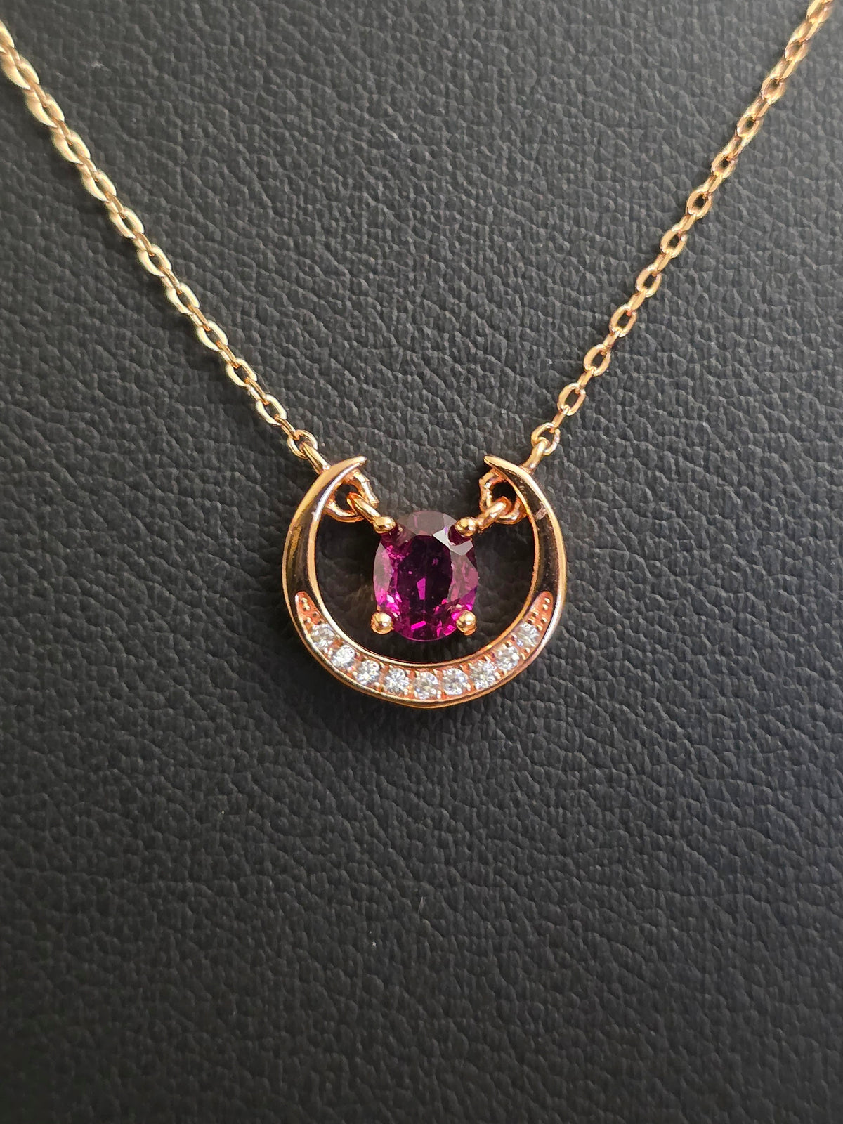 Purple Garnet Crescent Necklace