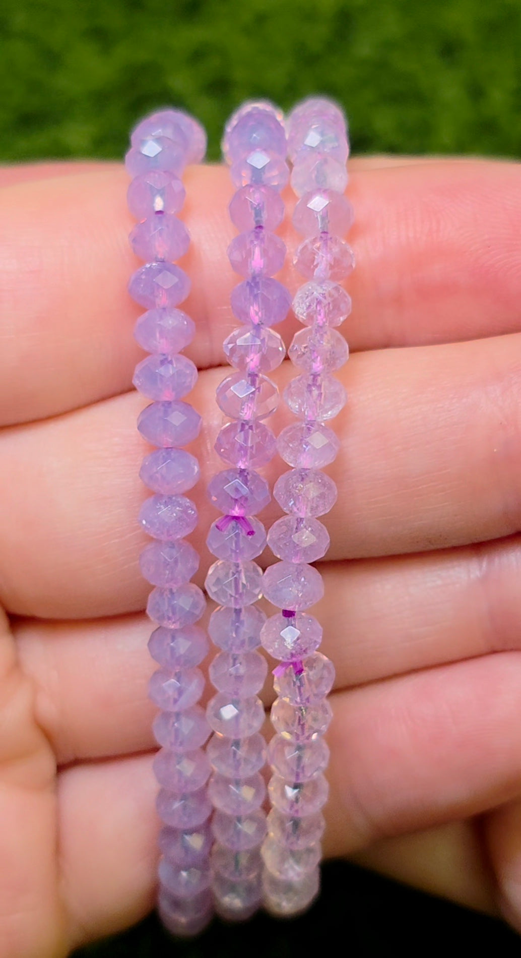 Faceted Lavender Moon Quartz Stretch Bracelet 5mm