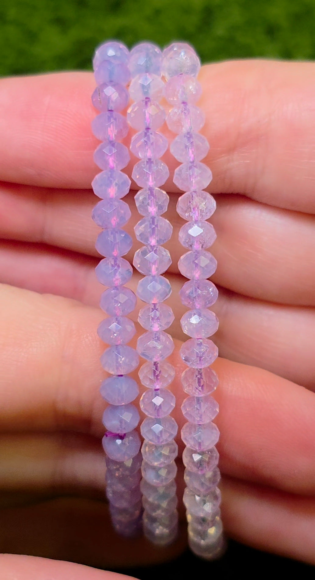 Faceted Lavender Moon Quartz Stretch Bracelet 5mm