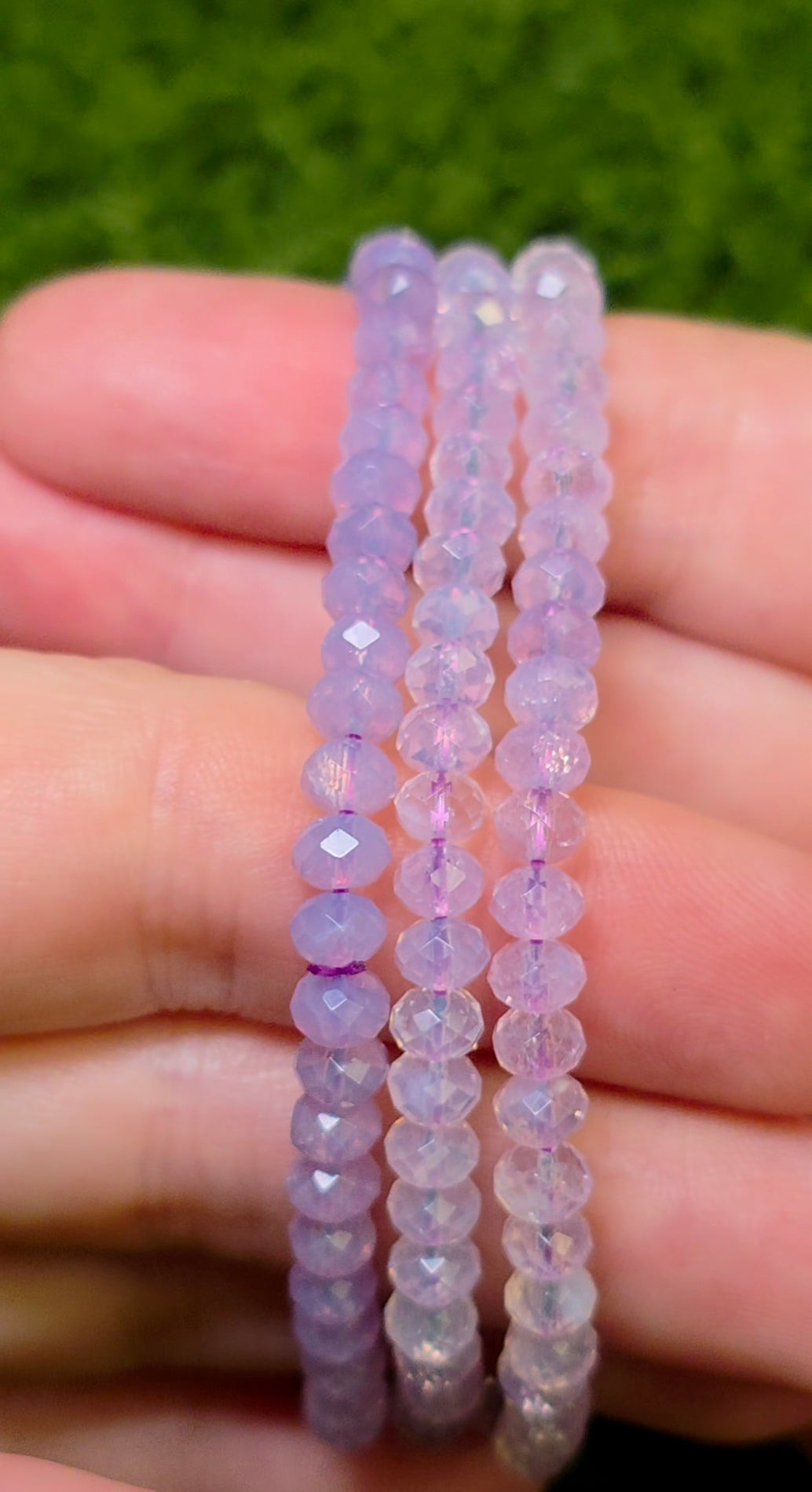 Faceted Lavender Moon Quartz Stretch Bracelet 5mm