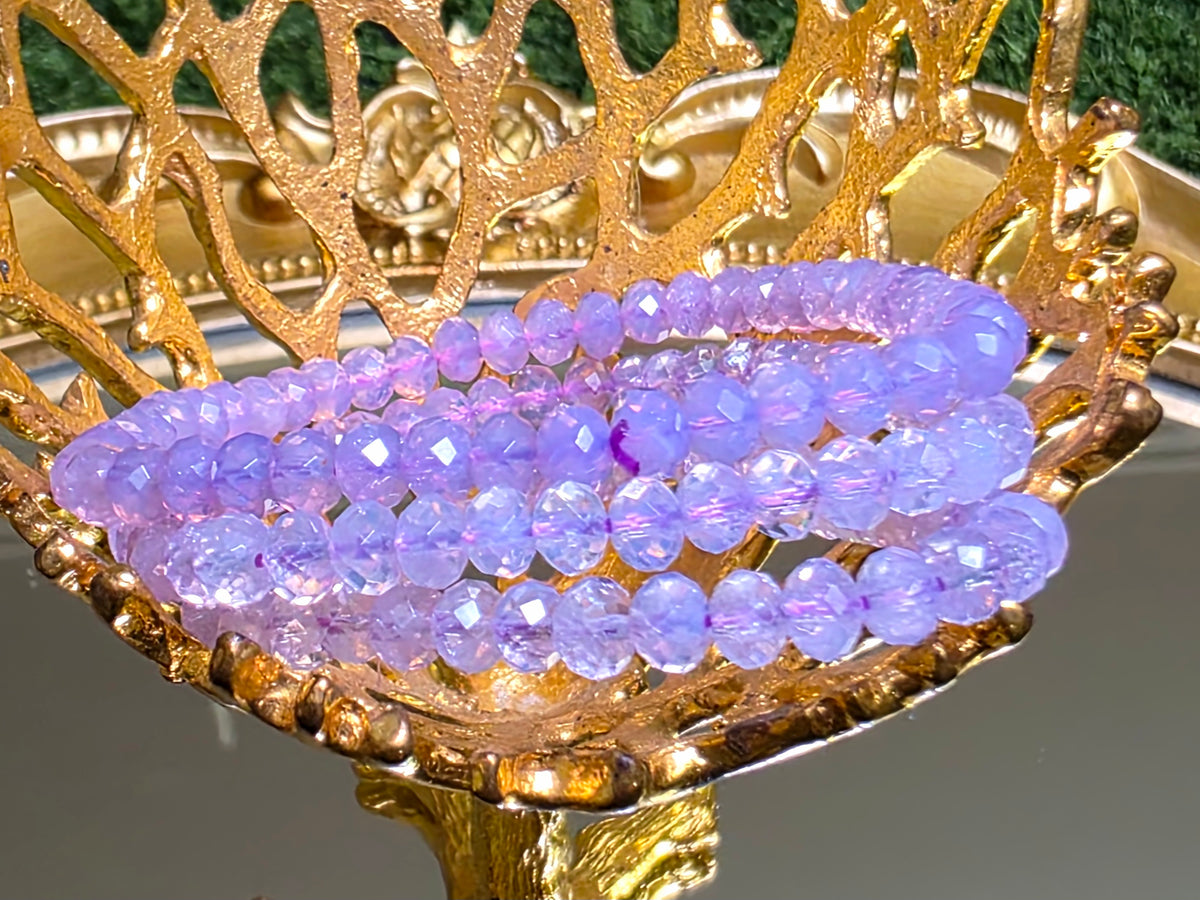 Faceted Lavender Moon Quartz Stretch Bracelet 5mm