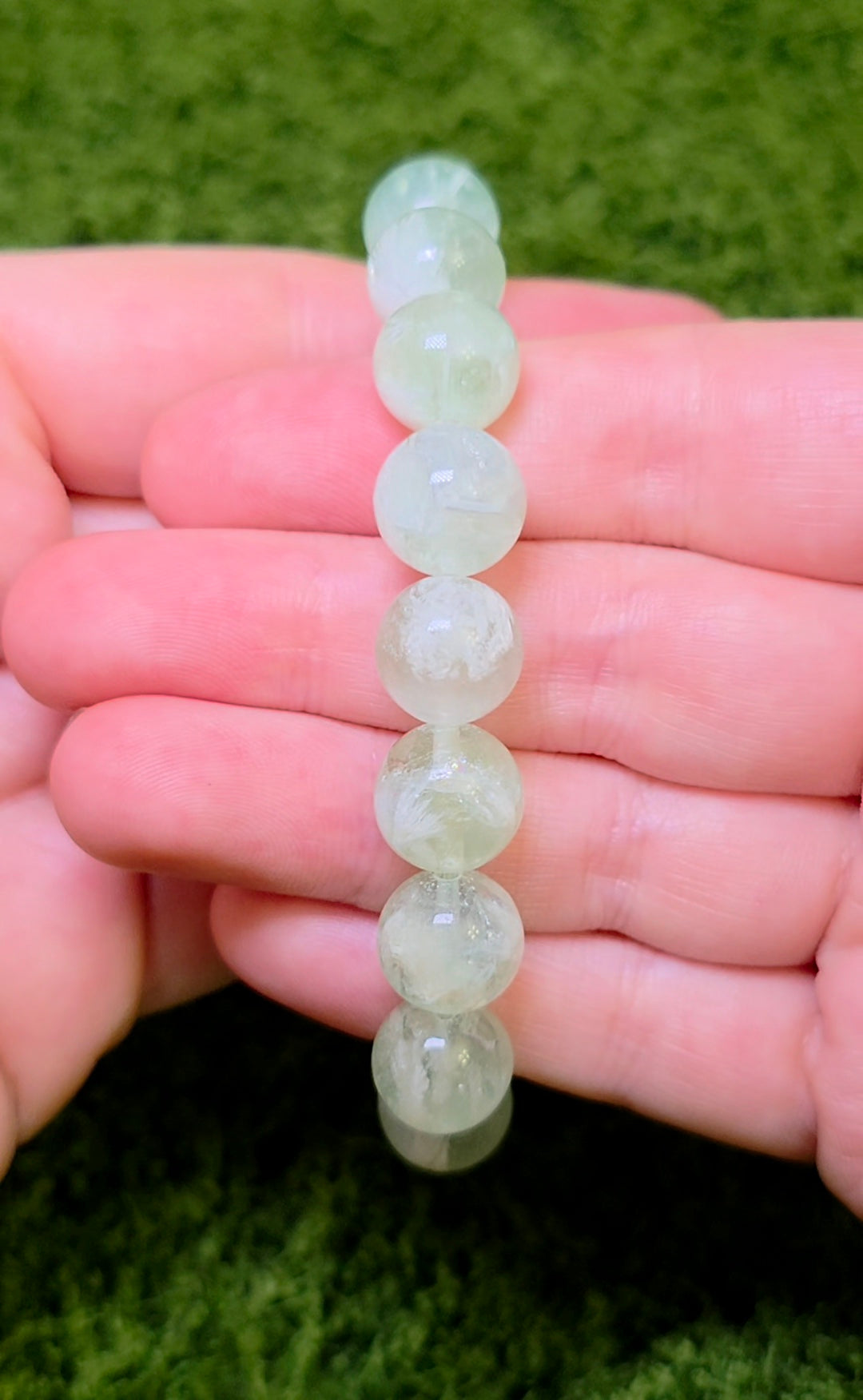 Green Feather Fluorite Stretch Bracelet 11mm A