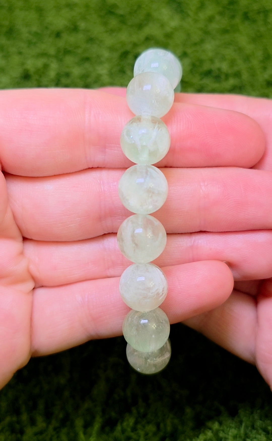 Green Feather Fluorite Stretch Bracelet 11mm A