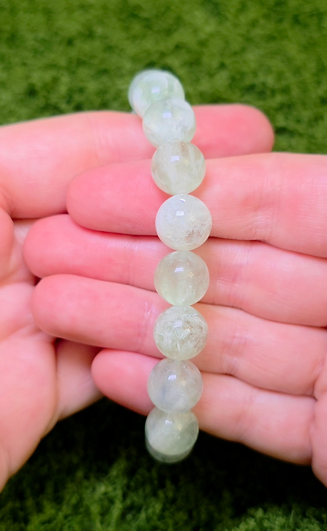 Green Feather Fluorite Stretch Bracelet 11mm A