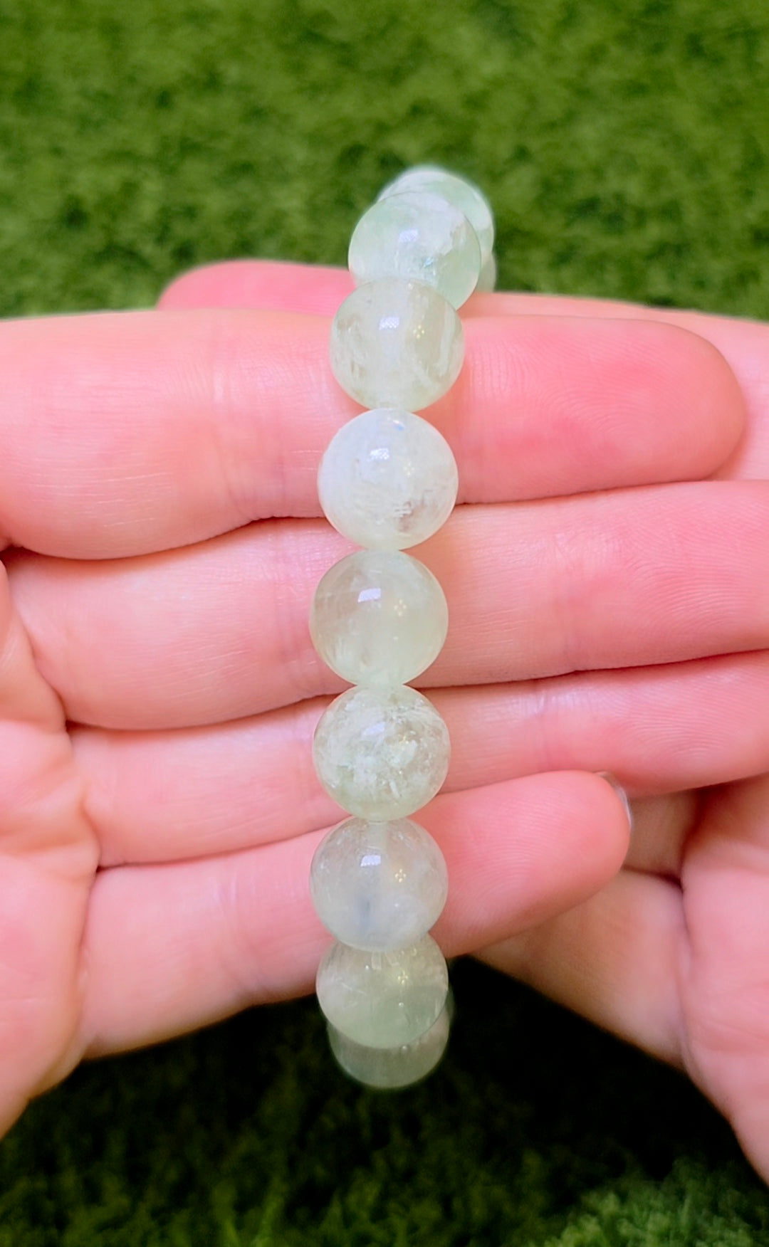 Green Feather Fluorite Stretch Bracelet 11mm A