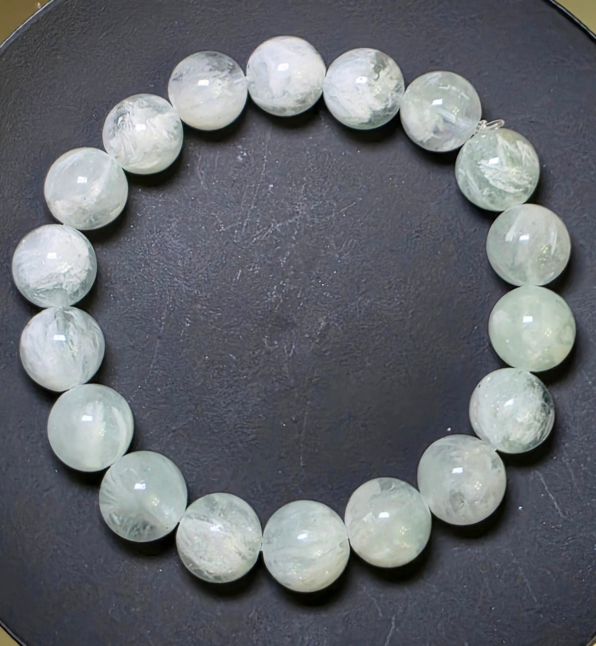 Green Feather Fluorite Stretch Bracelet 11mm B