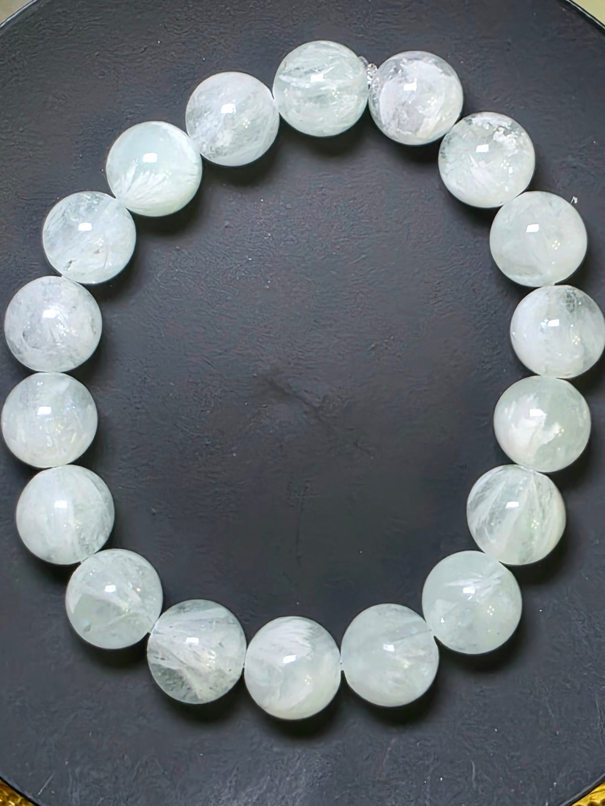 Green Feather Fluorite Stretch Bracelet 11mm B