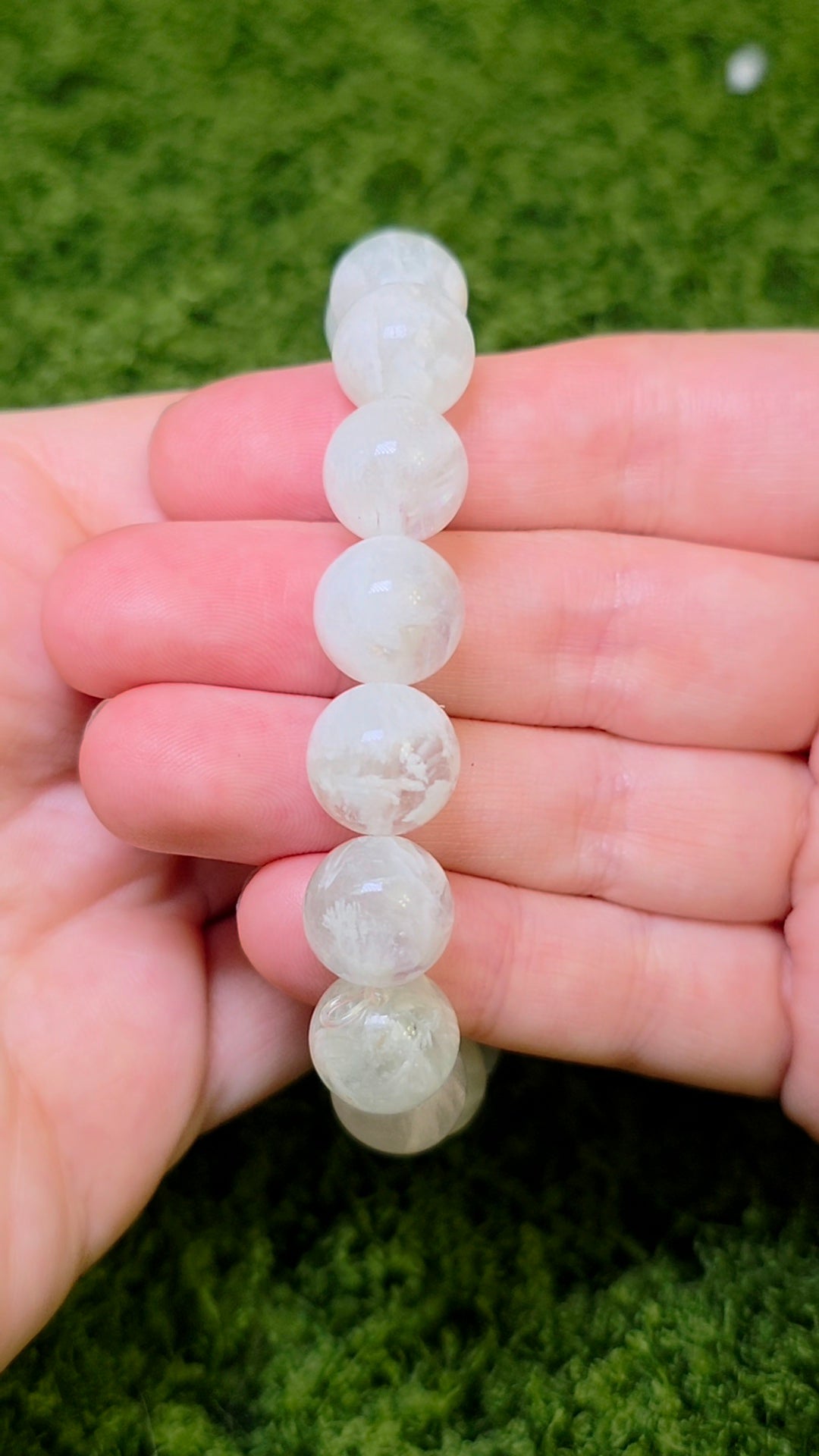 Green Feather Fluorite Stretch Bracelet 11mm B