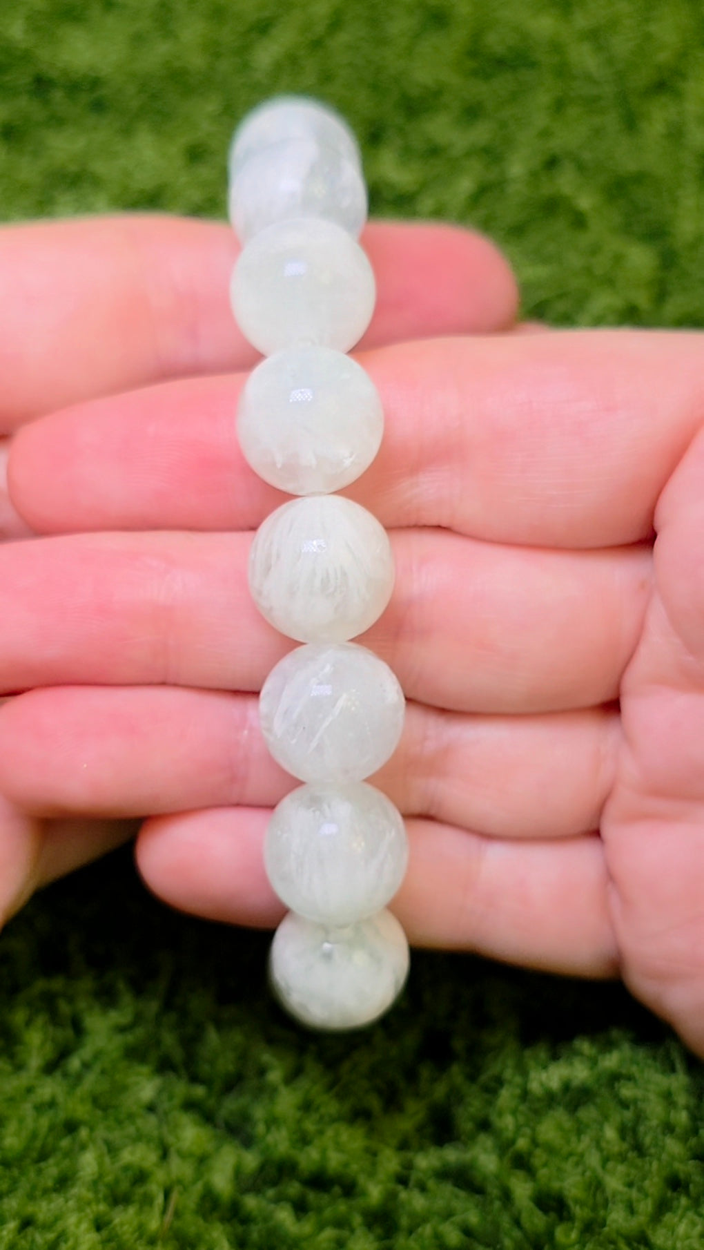 Green Feather Fluorite Stretch Bracelet 13mm